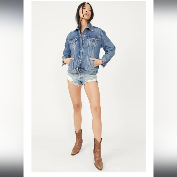 We the free Jolene distressed trucker denim jacket. - Picture 5 of 12